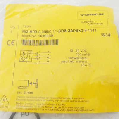 TURCK NI2-K09-0.095/0.11-BDS-2AP6X3-H1141/S34